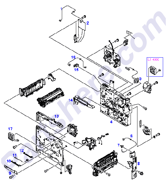 HP parts picture diagram for RC1-0344-000CN, RH7-1573-000CN, RG1-4214-000CN-R, RG1-4224-000CN-R, RC1-0343-000CN, RC1-0274-000CN, RG1-4214-000CN, RG1-4219-000CN, RG1-4224-000CN, RG1-4214-000CN-C, RG1-4224-000CN-C